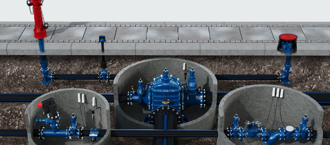 Ledningsnet med AVK Smart Water-produkter til digitalisering af forsyningsnettet