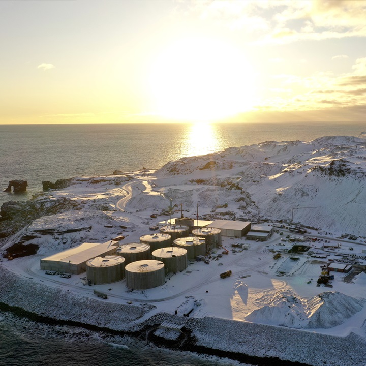 Landbased salmon farming on Westman Islands, Iceland